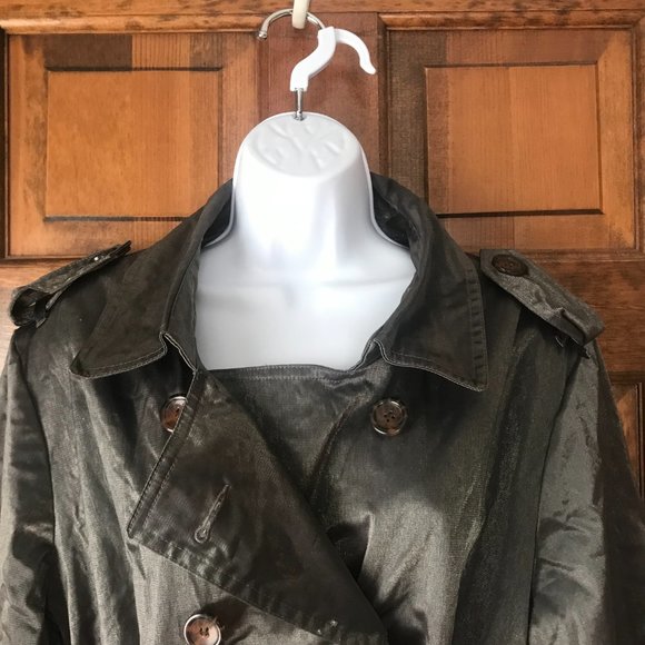 Joan Rivers Olive w/Shimmer Trench Coat w/Epaulettes Size 2X - Picture 3 of 16